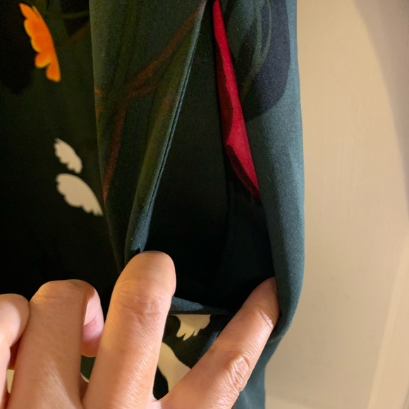 Joe Fresh Forest Green Dress w/flowers sz 6 - Picture 8 of 9